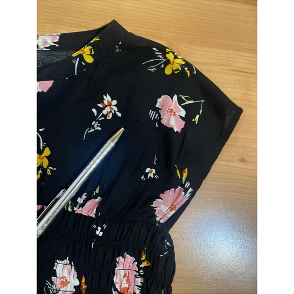 Free People 'Greatest Day' Mini Dress Smocked Waist Black Floral Size Small - Picture 12 of 12
